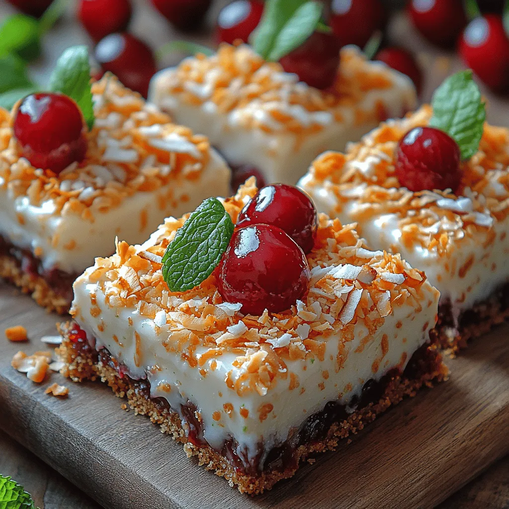 Are you ready to indulge in a dessert that perfectly balances tropical flavors with a refreshing twist? Introducing Blissful Cherry Coconut Cream Bars, an exquisite treat that combines the sweet, tart essence of fresh cherries with the creamy richness of coconut. This dessert is not only a feast for the eyes but also a delight for the taste buds. Whether you're hosting a summer barbecue, planning a cozy family dinner, or looking for a sweet treat to enjoy any day of the week, these bars are the perfect addition to any occasion.