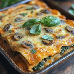 Lasagna has long been a beloved dish, synonymous with comfort and warmth. The Earthy Delight Creamy Mushroom Spinach Lasagna elevates this classic comfort food by combining rich, creamy cheeses with fresh vegetables and aromatic herbs. This recipe is not just for those who follow a vegetarian lifestyle; it’s designed to captivate the taste buds of lasagna lovers from all walks of life. Imagine layers of tender lasagna noodles intertwined with a luscious blend of sautéed mushrooms and vibrant spinach, all enveloped in a creamy cheese mixture. The combination of flavors and textures makes this dish a delightful centerpiece for any meal, whether it’s a family gathering or a cozy dinner for two.