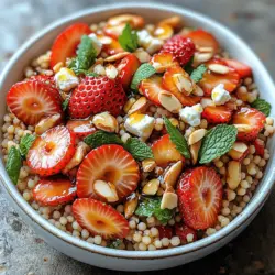 The Strawberry Feta Couscous Salad is a versatile dish that caters to a variety of dining occasions. Whether you're hosting a summer barbecue, planning a picnic in the park, or simply looking for a light meal, this salad fits the bill. Its vibrant colors and fresh ingredients make it a visually stunning addition to any table setting, while its unique combination of sweet, savory, and nutty flavors keeps guests coming back for more.