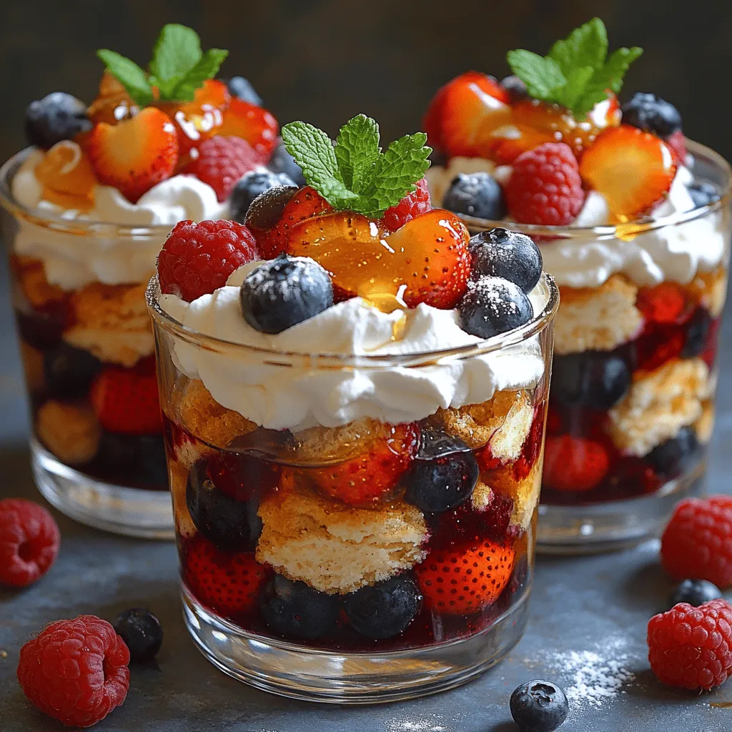 Trifles are a delightful dessert that perfectly combine aesthetics and flavor, making them a favorite choice for gatherings, celebrations, or simply a sweet treat to enjoy at home. These layered desserts are not only visually appealing but also versatile, allowing for a mix of flavors and textures that can be tailored to suit any palate. The Honey Berry Shortcake Trifles, in particular, elevate the traditional dessert experience with their vibrant layers of fresh berries, creamy whipped cream, and buttery shortcake biscuits.