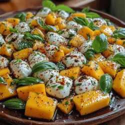 Summer is the perfect season to indulge in vibrant, refreshing dishes that celebrate the bounty of fresh produce. One such delightful creation is the Tropical Mango Caprese Delight, a unique twist on the classic Italian Caprese salad. This dish harmoniously combines the sweetness of ripe mangoes, the creamy texture of fresh mozzarella, and the aromatic freshness of basil. Each bite offers a burst of flavor that transports your taste buds to a sun-soaked paradise, making it a must-try for summer gatherings and picnics.
