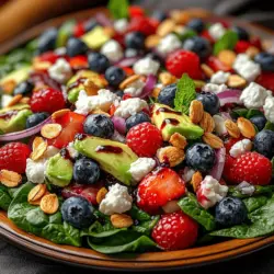 The Berry Bliss Spinach Salad is not just a feast for the eyes; it is also a powerhouse of nutrition. Each ingredient contributes its unique set of health benefits, ensuring that this salad is as good for you as it is delicious.