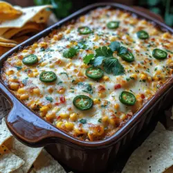If you’re looking for a crowd-pleasing appetizer that strikes the perfect balance between creamy, spicy, and savory, then look no further than Fiery Roasted Corn and Jalapeño Dip. This dip boasts a vibrant flavor profile that tantalizes the taste buds and brings a burst of freshness to any gathering. The combination of roasted corn, zesty jalapeños, and rich cheeses makes it a standout dish for parties, game days, or casual get-togethers.