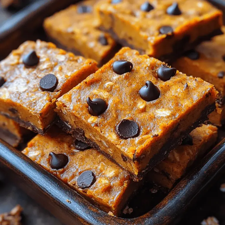 In the world of healthy snacking, few treats can rival the delightful combination of flavors and textures found in Pumpkin Chocolate Chip Oat Bars. These bars are not just easy to make; they are also packed with nutrients, making them an excellent choice for breakfast, a mid-day snack, or even a guilt-free dessert. With the rich essence of pumpkin intertwined with the sweetness of chocolate chips, this recipe celebrates the cozy flavors of fall while remaining versatile enough to enjoy year-round.