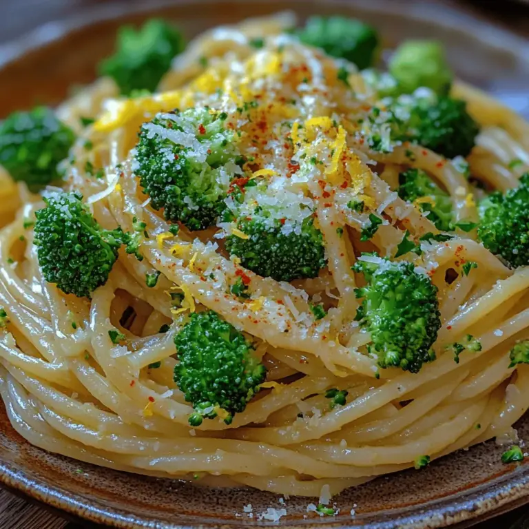 Lemon Garlic Broccoli Spaghetti is a vibrant and delicious dish that effortlessly marries flavor with nutrition. With its zesty lemon notes, aromatic garlic, and the crisp freshness of broccoli, this pasta recipe stands out as an excellent option for those seeking a quick yet impressive meal. Whether you’re looking for a wholesome weeknight dinner or a show-stopping dish to impress guests, this Lemon Garlic Broccoli Spaghetti is sure to delight.