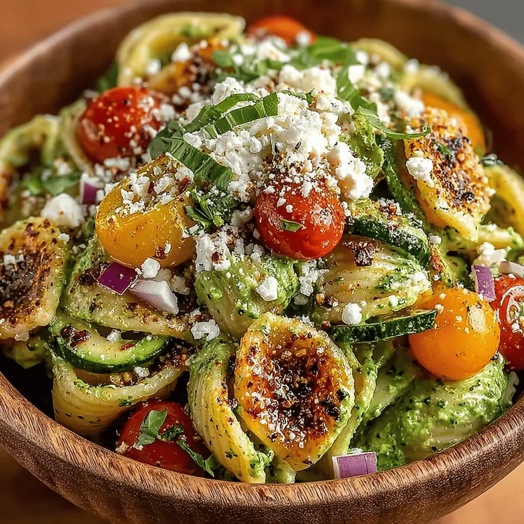 To achieve that creamy consistency that makes this avocado pasta salad irresistible, using a food processor or a high-speed blender is essential. Start by scooping the ripe avocado flesh into the processor along with the garlic, fresh herbs, and lemon juice. Blend these ingredients until you reach a smooth, creamy texture, scraping down the sides as needed. The goal is to create a luscious avocado sauce that will coat the pasta beautifully, enhancing every bite with rich flavor.