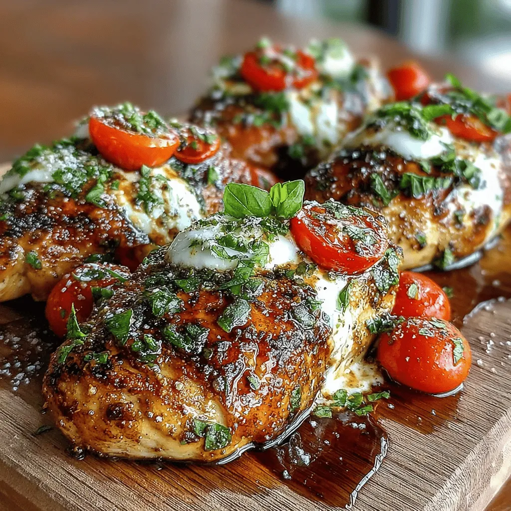 Balsamic Glazed Caprese Chicken is a delightful and visually stunning dish that marries the classic flavors of a Caprese salad with the heartiness of grilled chicken. This recipe showcases the vibrant colors and fresh tastes that define Italian cuisine, making it an ideal choice for various occasions. Whether you're preparing a quick weeknight dinner or looking to impress guests at a special gathering, this dish is versatile enough to fit both scenarios seamlessly. The combination of juicy chicken, sweet balsamic glaze, and fresh ingredients creates a symphony of flavors that will tantalize your taste buds and leave you craving more.