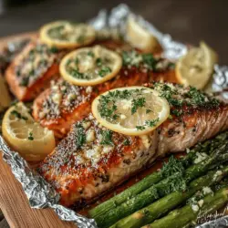 When it comes to quick and satisfying meals, Garlic Butter Salmon Foil Packs stand out as a delicious option that is both easy to prepare and packed with flavor. This dish offers a wonderful balance of tender salmon, aromatic garlic, and rich butter, all cooked to perfection in a convenient foil pack. Not only does this method ensure that the salmon remains moist and flavorful, but it also makes for an impressive presentation when served directly from the oven.