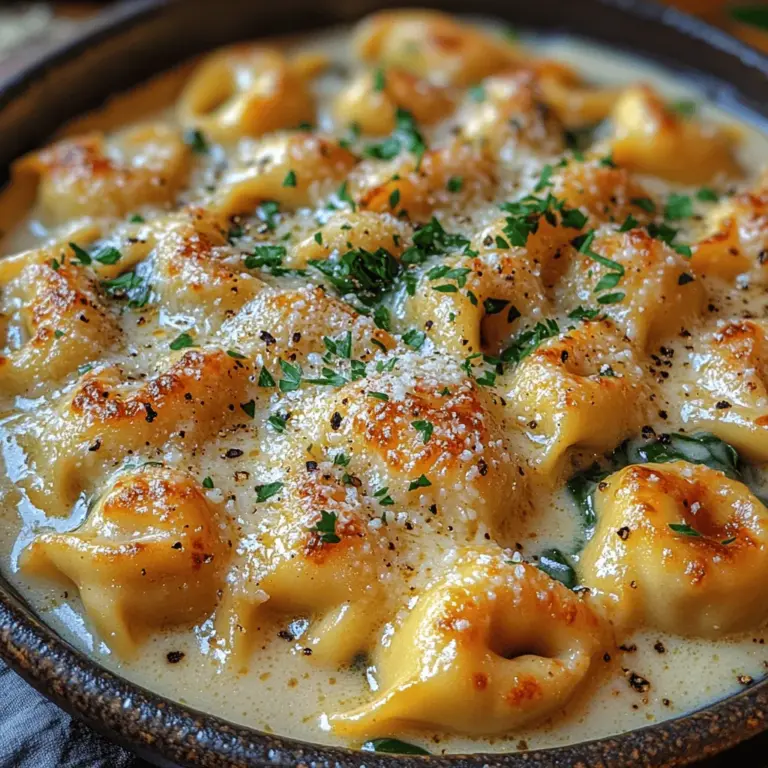 If you're searching for a dish that combines comfort, flavor, and ease of preparation, look no further than Creamy Garlic Parmesan Tortellini Delight. This recipe is a delightful fusion of creamy sauce, rich garlic, and nutty Parmesan cheese enveloping tender tortellini pasta, making it a perfect choice for both busy weeknights and special occasions. The dish not only satisfies cravings but also presents beautifully, making it a worthy centerpiece for any meal.