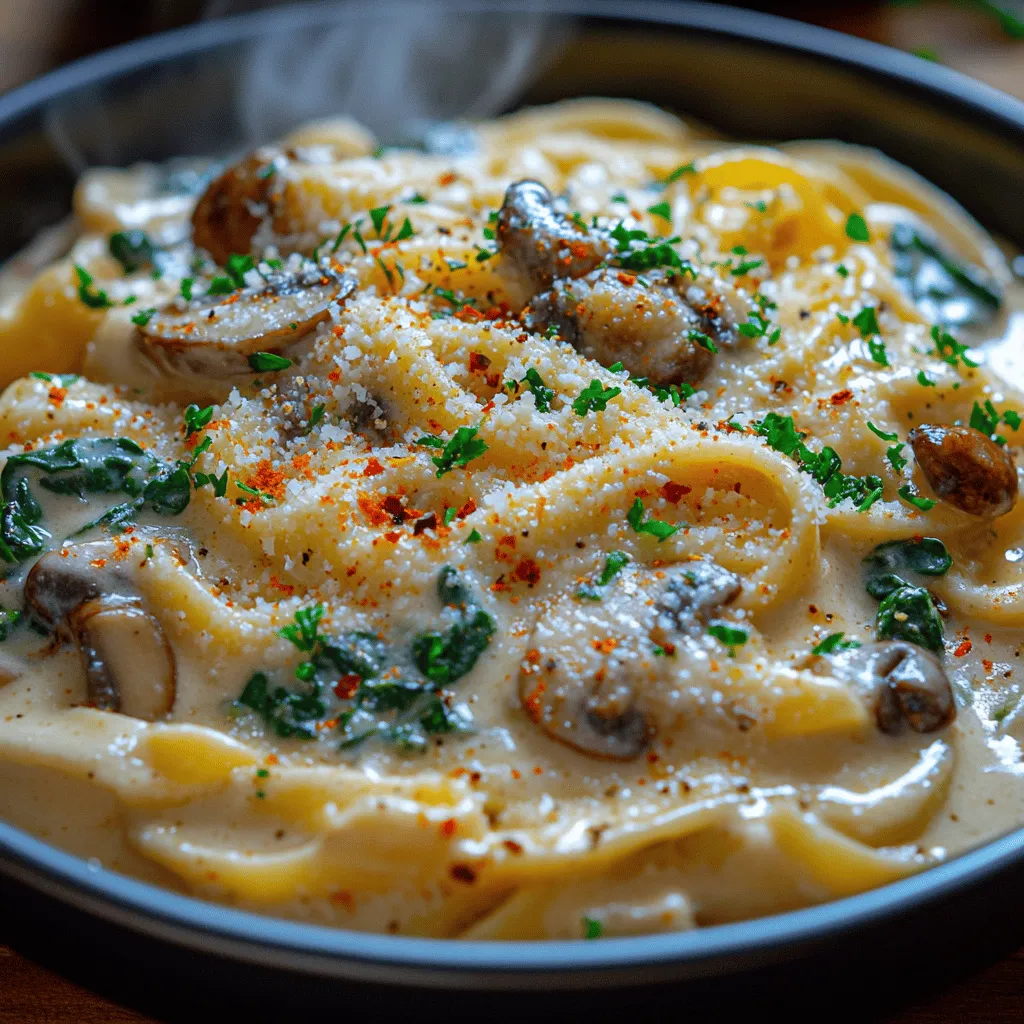 The foundation of any great pasta dish lies in its seasoning. For the Creamy Mushroom Spinach Pasta Delight, enhancing the flavors starts with the right balance of salt, pepper, and herbs. Begin by seasoning the mushrooms as they sauté. A pinch of salt will help draw out moisture, allowing them to caramelize beautifully while developing a rich, umami flavor.