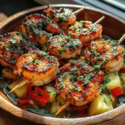 Indulging in a culinary adventure doesn’t always mean traveling to distant destinations. With the Tropical Paradise Shrimp Skewers recipe, you can bring the vibrant flavors of the tropics right to your kitchen. This dish combines succulent shrimp marinated in aromatic spices and grilled to perfection, paired with a fresh and zesty pineapple salsa. Ideal for a summer barbecue or a cozy dinner, these skewers are not only delicious but also remarkably easy to prepare. Let's dive into the details of this tropical delight.