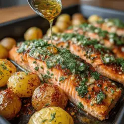 If you're in search of a dish that marries vibrant flavors with nutritious ingredients, look no further than Zesty Lemon Dill Roasted Salmon & Baby Potatoes. This recipe is not only a feast for the senses but also a celebration of healthful eating. With its fresh, zesty notes and comforting textures, it is perfect for both casual weeknight dinners and special occasions alike. The heartiness of the salmon is beautifully complemented by the tender, roasted baby potatoes, creating a well-rounded meal that is sure to please any palate.
