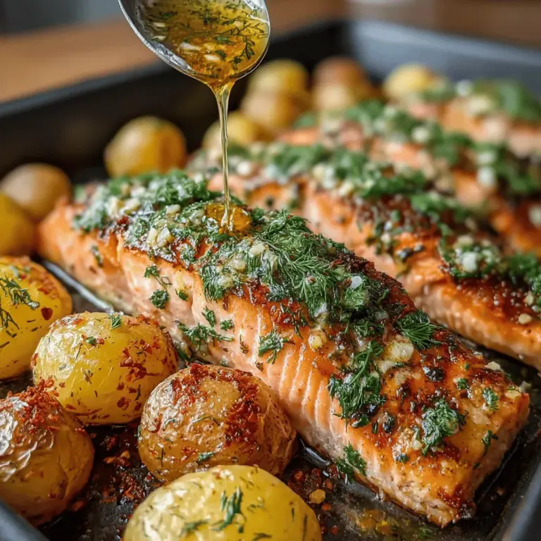 If you're in search of a dish that marries vibrant flavors with nutritious ingredients, look no further than Zesty Lemon Dill Roasted Salmon & Baby Potatoes. This recipe is not only a feast for the senses but also a celebration of healthful eating. With its fresh, zesty notes and comforting textures, it is perfect for both casual weeknight dinners and special occasions alike. The heartiness of the salmon is beautifully complemented by the tender, roasted baby potatoes, creating a well-rounded meal that is sure to please any palate.