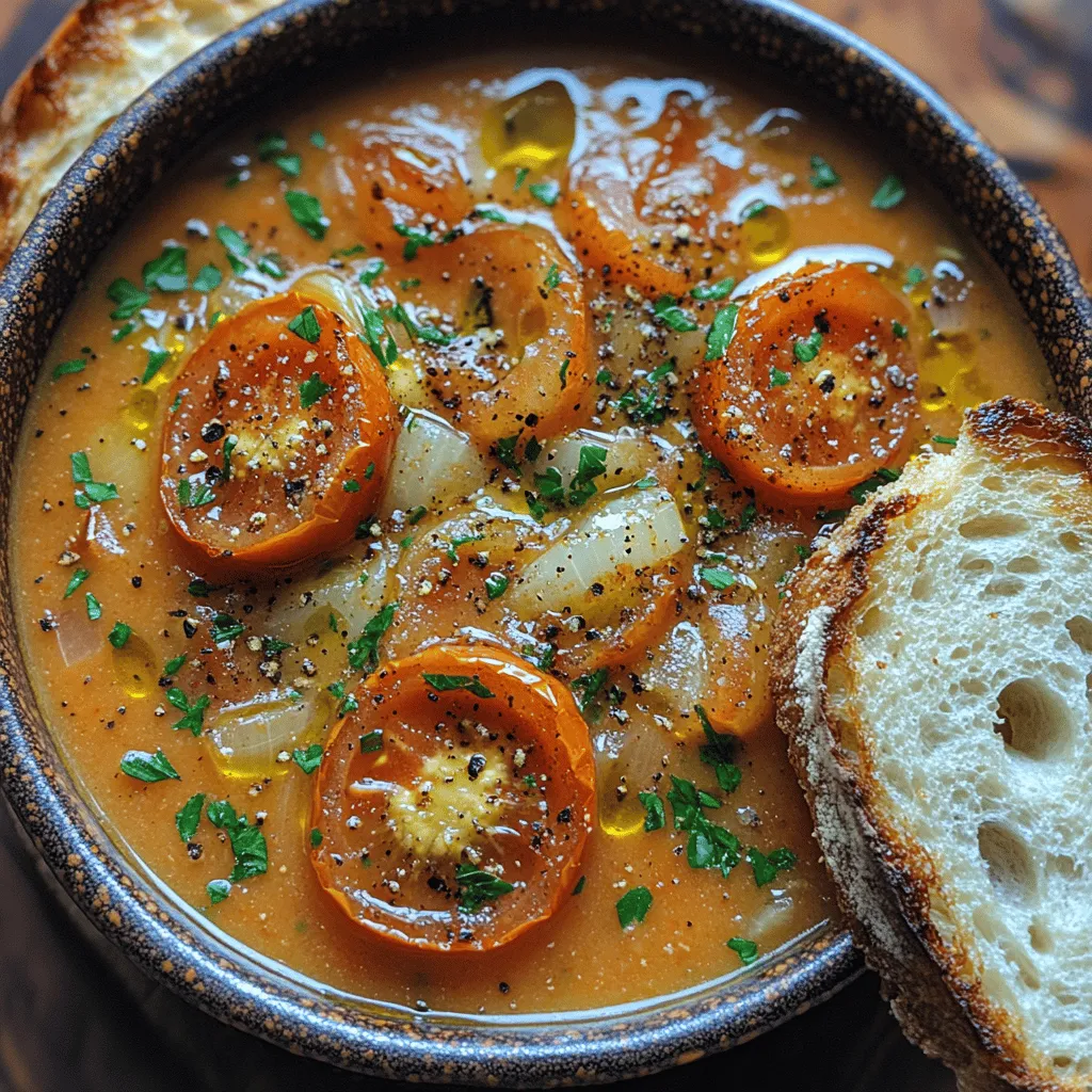 Embrace the warmth of home-cooked comfort with our Sun-Kissed Creamy Roasted Tomato Bisque. This delightful recipe combines the rich flavors of roasted tomatoes, aromatic herbs, and a creamy finish, making it perfect for cozy dinners or gatherings with loved ones. Whether you're looking to warm up on a chilly evening or impress guests with a comforting dish, this bisque is sure to deliver.
