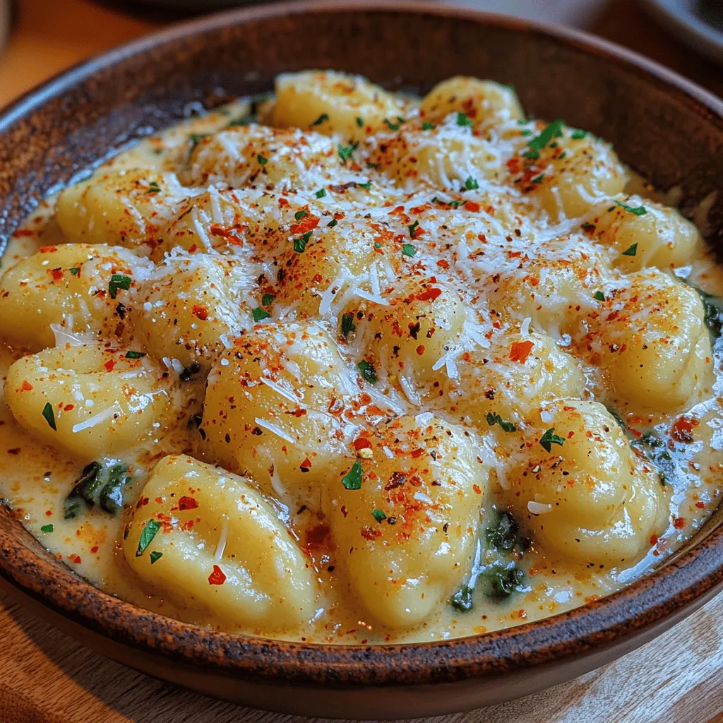 Creamy Garlic Spinach Gnocchi is the epitome of comfort food, offering a delightful combination of rich flavors and velvety texture that warms the heart and satisfies the palate. This dish not only delivers on taste but also on convenience, making it an ideal choice for those busy weeknights when time is of the essence yet flavor cannot be compromised. With its quick preparation time and an abundance of nutrients from the spinach, this recipe appeals to families looking for satisfying meals, busy professionals seeking easy cooking solutions, and food enthusiasts eager to explore delicious yet uncomplicated culinary creations.