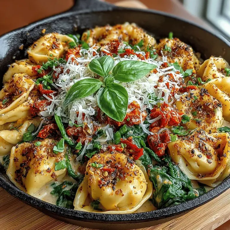 In the realm of quick yet delectable meals, the Tuscan Tortellini Skillet with Sun-Dried Tomatoes stands out as a favorite. This one-pan dish seamlessly combines the creamy richness of a savory sauce with the tangy sweetness of sun-dried tomatoes and the vibrant freshness of spinach. It is ideal for both busy weeknights and special occasions when you want to impress without spending hours in the kitchen. With minimal preparation and cooking time, you can recreate a restaurant-quality meal in the comfort of your own home.