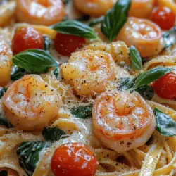 Once the pasta has reached the perfect al dente texture and the shrimp is beautifully cooked, it’s time to bring everything together for that signature creamy sauce that defines this dish. Begin by gently adding the drained pasta to the skillet with the shrimp and sauce. Use a pair of tongs or a large spatula to toss everything together thoroughly. The key here is to ensure that the pasta is evenly coated in the rich, creamy sauce, allowing every strand to soak up the flavors.