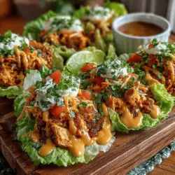 If you're searching for a dish that combines vibrant flavors, a satisfying crunch, and a healthful profile, look no further than Spicy Thai Peanut Chicken Lettuce Boats. This creative meal option transforms classic Thai-inspired flavors into a fun and engaging presentation, making it perfect for both weeknight dinners and entertaining guests. The combination of tender chicken, fresh vegetables, and a creamy, spicy peanut sauce all wrapped in crisp lettuce leaves not only excites the palate but also makes for a nutritious choice that is low in carbs and high in flavor.