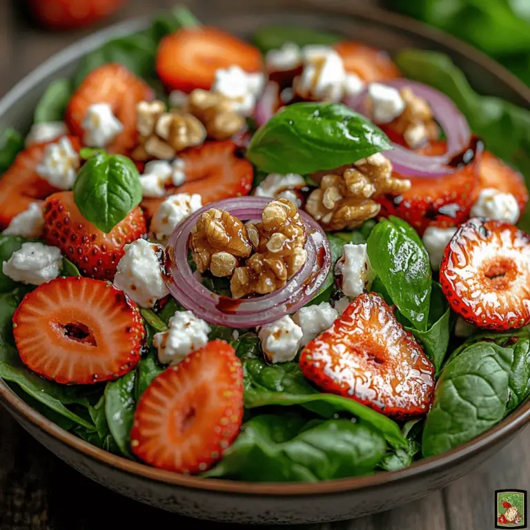 Fresh Strawberry Spinach Salad with Toasted Nuts is a vibrant and refreshing dish that perfectly balances sweet and savory flavors. This salad not only tantalizes the taste buds but also serves as a testament to the beauty of fresh, seasonal ingredients. Whether you're looking for a light meal, a starter to impress guests, or a healthy side dish to complement your main course, this salad fits the bill beautifully.