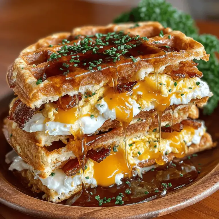 Golden Buttermilk Waffle Breakfast Sliders are the ultimate breakfast indulgence, merging the comforting flavors of homemade waffles with the savory goodness of crispy bacon and fluffy scrambled eggs. As a delightful twist on traditional breakfast fare, these sliders are not only visually appealing but also incredibly satisfying, making them a perfect choice for brunch gatherings or a leisurely weekend breakfast. Whether you're entertaining guests or treating your family to a special morning meal, these sliders are sure to please both kids and adults alike.