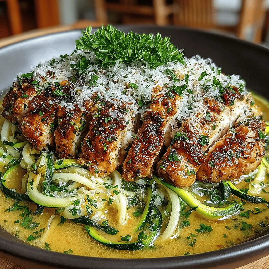 When it comes to comfort food that doesn't compromise on health, Creamy Lemon Garlic Chicken with Zucchini Noodles stands out as a top contender. This dish beautifully marries the rich, savory flavor of chicken with a tangy lemon garlic sauce, all while keeping the meal light and refreshing. The star of the dish, zucchini noodles, not only serve as a low-carb alternative to traditional pasta but also add a unique texture and a burst of color that enhances the overall presentation.