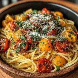 The heart of Zesty Lemon Basil Pasta Delight lies in its vibrant flavor profile, which is crafted through a harmonious blend of fresh cherry tomatoes, zesty lemon, and aromatic basil. Cherry tomatoes, with their sweet yet slightly tangy taste, serve as the perfect base, complementing the bright acidity of the lemon zest and juice. When cooked, these tomatoes burst with flavor, releasing their juices and creating a delectable sauce that clings beautifully to the pasta.