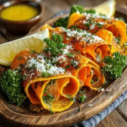When it comes to creating a memorable meal, vegetables often steal the spotlight, serving as both a vibrant addition to your plate and a powerhouse of nutrition. One dish that beautifully encapsulates this idea is Golden Parmesan Roasted Carrot Ribbons. This recipe transforms simple carrots into an eye-catching, flavorful side that not only delights the palate but also nourishes the body. With their sweet, earthy flavor enhanced by the savory notes of Parmesan cheese, these roasted carrot ribbons are sure to become a favorite in your household.