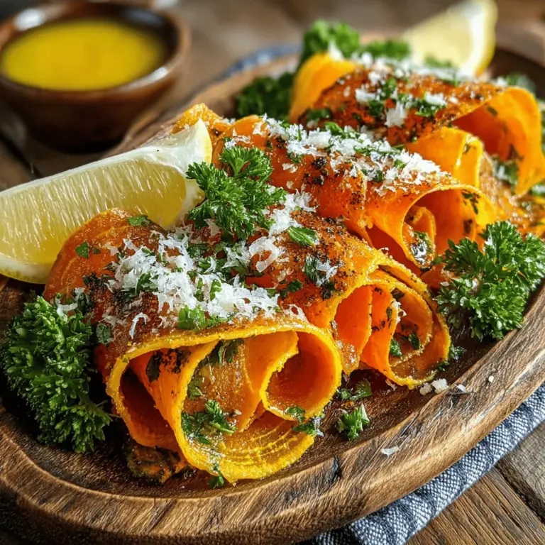When it comes to creating a memorable meal, vegetables often steal the spotlight, serving as both a vibrant addition to your plate and a powerhouse of nutrition. One dish that beautifully encapsulates this idea is Golden Parmesan Roasted Carrot Ribbons. This recipe transforms simple carrots into an eye-catching, flavorful side that not only delights the palate but also nourishes the body. With their sweet, earthy flavor enhanced by the savory notes of Parmesan cheese, these roasted carrot ribbons are sure to become a favorite in your household.