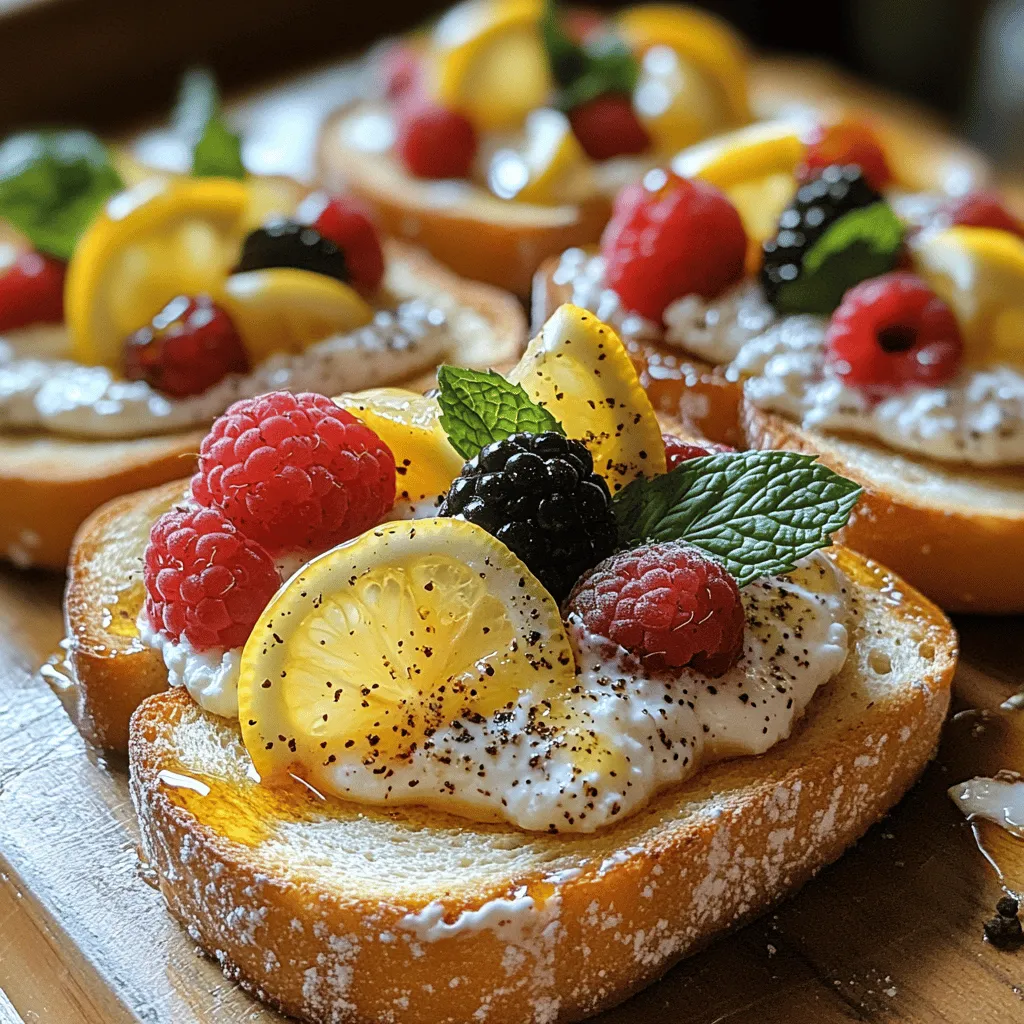 If you're on the lookout for a dish that perfectly balances creamy, tangy, and sweet flavors, look no further than Zesty Creamy Lemon Ricotta Toast. This delightful recipe is not just a treat for your taste buds; it’s a feast for the eyes as well. The vibrant colors of fresh toppings combined with the luscious texture of ricotta create an inviting and appetizing dish that’s hard to resist. Whether you are preparing for a leisurely breakfast, hosting a brunch gathering, or simply looking for a light snack, this toast is versatile enough to suit any occasion.