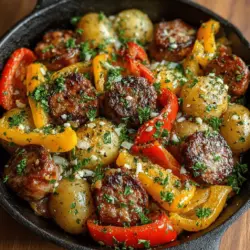In the realm of weeknight dinners, few dishes are as satisfying and uncomplicated as One-Pan Sausage & Peppers Delight. This recipe embodies the essence of home cooking, combining savory Italian sausage with vibrant bell peppers and tender baby potatoes, all roasted to perfection in a single pan. Not only does this meal pack a punch of flavor, but it also caters to the busy home cook by minimizing prep time and cleanup. With everything cooked in one place, you can enjoy a delicious meal without the hassle of multiple pots and pans.