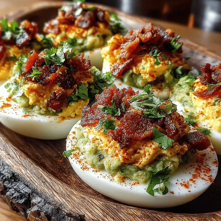 Introducing a unique twist on a classic favorite, Avocado Bacon Deviled Eggs Delight combines the creamy texture of avocado with the savory crunch of bacon, creating a mouthwatering appetizer that’s perfect for any occasion. This recipe not only offers a delightful flavor profile but also incorporates healthy fats and protein, making it a nutritious choice for gatherings or a snack at home. As we dive into this culinary adventure, we will explore the ingredients, preparation method, and some intriguing facts about deviled eggs and avocados that will elevate your cooking experience.