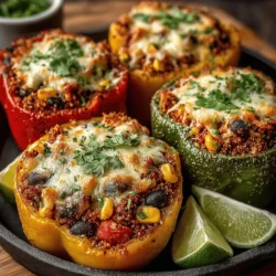 Colorful Quinoa and Black Bean Stuffed Bell Peppers are not just a feast for the eyes; they are a celebration of nutrition and flavor that can elevate any meal. This dish combines the visual appeal of vibrant bell peppers with the hearty, wholesome ingredients of quinoa and black beans, creating a colorful masterpiece that is as satisfying to eat as it is to look at. The medley of flavors and textures makes this recipe an excellent choice for anyone seeking a nutritious plant-based meal that doesn’t skimp on taste.