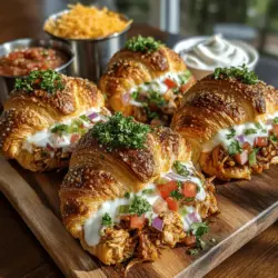 Mini Chicken Taco Croissant Bites are a delightful appetizer that perfectly marries the comforting, flaky texture of a croissant with the zesty, bold flavors of a taco. This fusion dish is not only simple to prepare but also incredibly satisfying, making it a popular choice for gatherings, celebrations, or even a cozy family dinner. Imagine biting into a warm, buttery croissant filled with savory shredded chicken, seasoned to perfection, mixed with creamy cheese, and topped with fresh vegetables—it's a taste sensation that will impress anyone who tries it.