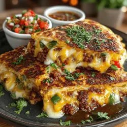 If you're searching for a dish that bursts with vibrant flavors and offers versatility for any time of day, look no further than the Spicy Sunrise Green Chili Quesadilla. This culinary gem combines the rich, savory taste of chorizo (or a vegetarian alternative), fresh vegetables, and gooey Monterey Jack cheese, creating a delightful experience for your taste buds. Whether enjoyed for breakfast, lunch, or dinner, this dish is sure to impress family and friends alike.