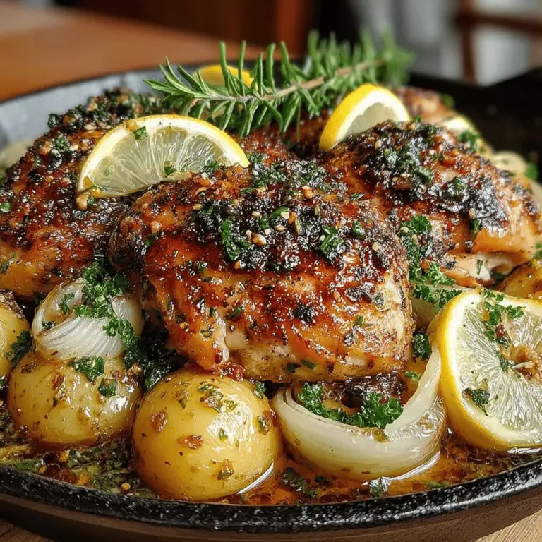 In the heart of every home, the aroma of a well-cooked meal has the power to bring family and friends together. Our Savory Herb Roasted Chicken with Baby Potatoes is a quintessential example of a dish that embodies warmth, comfort, and satisfaction. This recipe is designed not only to tantalize your taste buds but also to create a memorable dining experience that fosters connection and conversation. With its succulent, herb-infused chicken paired with tender baby potatoes, this meal is sure to please even the most discerning palates.