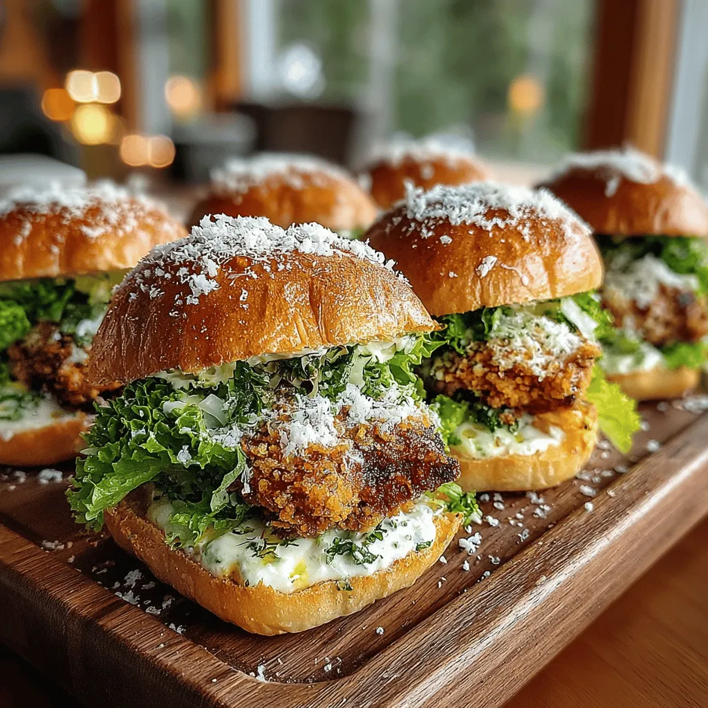 Sliders have taken the culinary world by storm as a versatile and satisfying meal option. These small sandwiches pack a punch, making them perfect for a variety of occasions—from casual family dinners to lively gatherings and parties. Their compact size allows for easy handling, while the myriad of flavors and fillings available ensures that there's something for everyone. Among the many slider recipes out there, Mini Crispy Chicken Caesar Sliders stand out as an exceptional choice, combining the beloved elements of a classic chicken Caesar salad with the fun and convenience of a slider format.