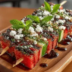 As the summer sun blazes down and outdoor gatherings become the highlight of the season, the quest for unique and refreshing appetizers is on. Enter Grilled Watermelon Feta Skewers, a delightful fusion of flavors that perfectly captures the essence of summer. This dish not only brings a vibrant pop of color to your table but also offers a tantalizing blend of sweet, savory, and tangy elements that can elevate any barbecue or casual gathering. With its simple preparation and the use of fresh, seasonal ingredients, this recipe is designed to impress your guests while keeping your cooking efforts minimal.