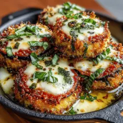Discover the delightful balance of crispy textures and rich flavors in this Crispy Air Fryer Eggplant Parmesan Rounds recipe. This dish skillfully combines the classic Italian favorite of eggplant Parmesan with a healthier twist, utilizing the air fryer to achieve a light yet satisfying result. Perfect for vegetarians or anyone looking to indulge without the guilt, these eggplant rounds are not only easy to prepare but also incredibly versatile. Whether served as an appetizer, side dish, or main course, they are sure to impress even the most discerning palates. Let’s dive into the details of how to create this culinary masterpiece.