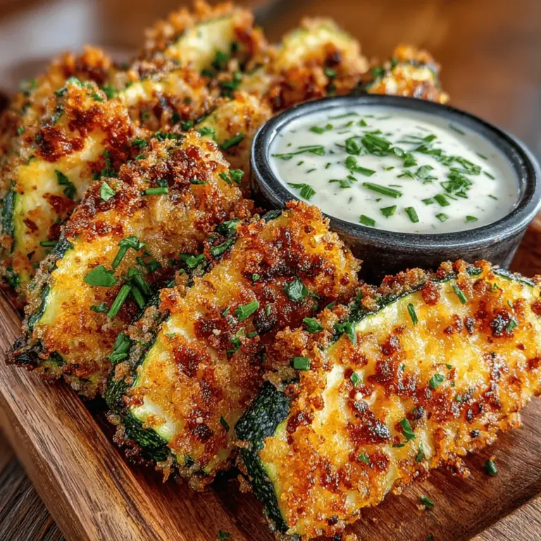 Zucchini, a versatile summer squash, has gained popularity in kitchens across the globe, thanks to its mild flavor and adaptability in various dishes. This nutrient-rich vegetable can be grilled, baked, sautéed, or even spiralized into noodles, making it a favorite among health-conscious eaters. In this recipe, we spotlight zucchini in a delightful form: crispy zucchini wedges paired with a flavorful ranch dip. This dish not only satisfies your snack cravings but also offers a healthier alternative to traditional fried snacks.