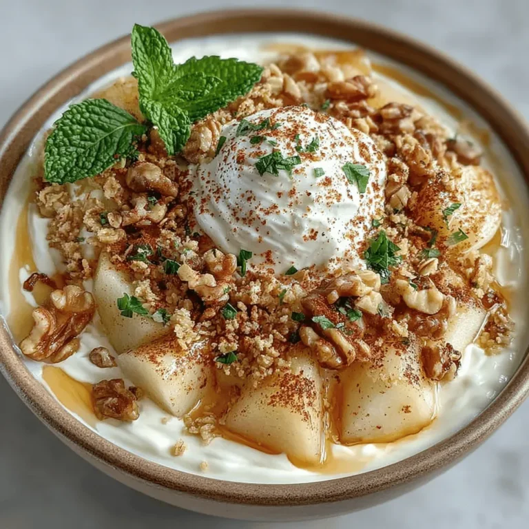 At the heart of this recipe is the concept of simplicity and freshness. Sweet Pear & Honey Yogurt Bowls can be whipped up in a matter of minutes, making them an excellent option for busy mornings or a quick dessert after dinner. Each ingredient plays a vital role in creating a harmonious dish that is both visually appealing and deliciously satisfying. The vibrant colors of the pears, the creamy white yogurt, and the golden honey come together to create a feast for the eyes as much as for the palate.