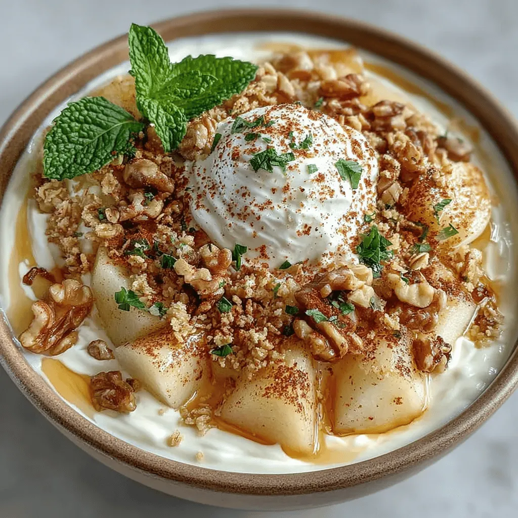 At the heart of this recipe is the concept of simplicity and freshness. Sweet Pear & Honey Yogurt Bowls can be whipped up in a matter of minutes, making them an excellent option for busy mornings or a quick dessert after dinner. Each ingredient plays a vital role in creating a harmonious dish that is both visually appealing and deliciously satisfying. The vibrant colors of the pears, the creamy white yogurt, and the golden honey come together to create a feast for the eyes as much as for the palate.
