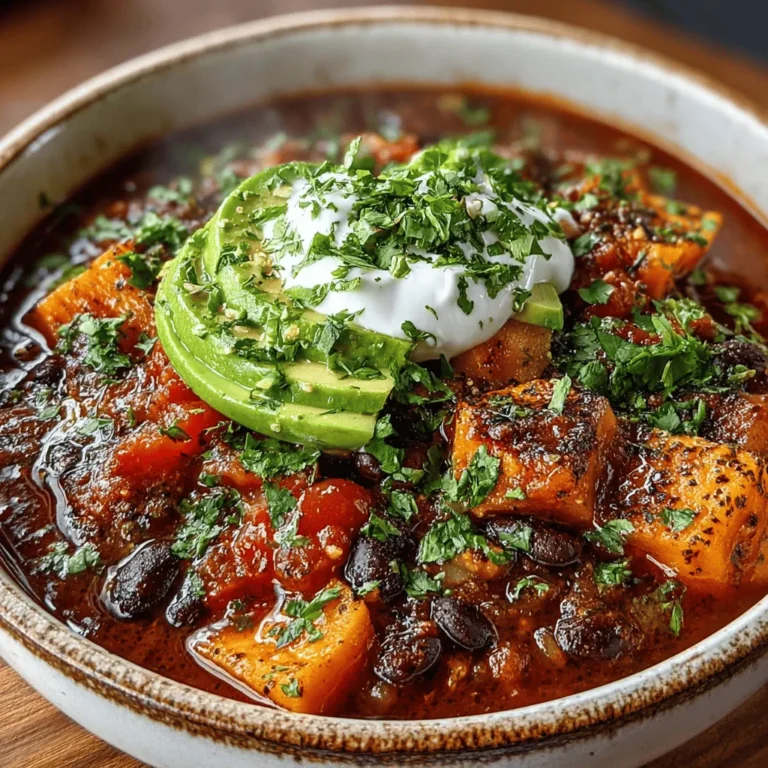 The Sweet Potato Chili Bowl is more than just a meal; it's a warm embrace in a bowl, combining comforting flavors and vibrant colors that brighten up any table. This dish is not only delicious but also packed with nutrition, making it an ideal choice for a hearty lunch or dinner. With sweet potatoes as the star ingredient, this chili offers a satisfying blend of sweetness and spice, appealing to a wide range of dietary preferences, from omnivores to strict vegans.