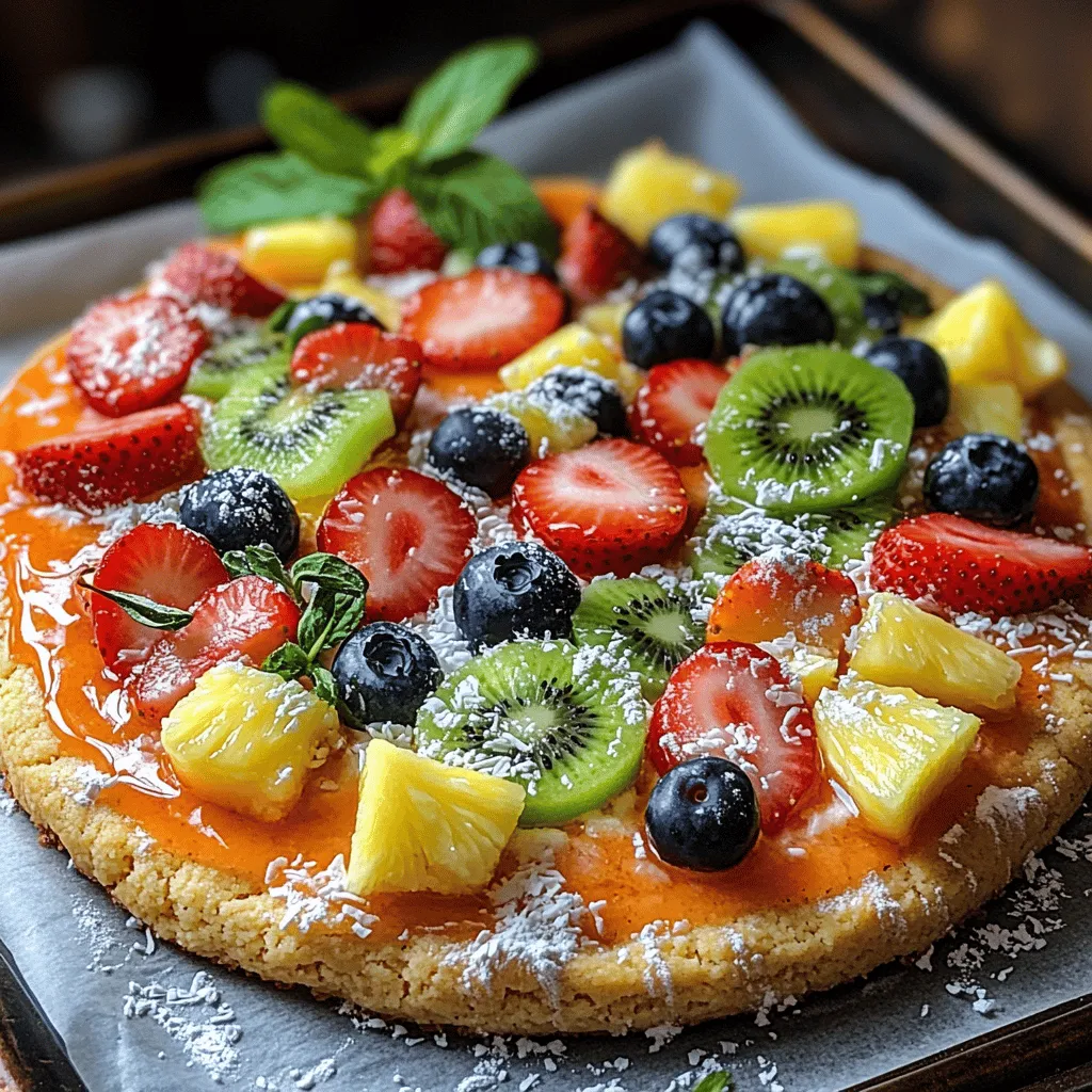 Once your cream cheese mixture is ready and the cookie crust has cooled, it's time to assemble your Tropical Delight Fruit Pizza. Start by spreading the cream cheese layer evenly over the cooled crust. This step is crucial for both flavor and presentation. Use an offset spatula or the back of a large spoon for a smooth application. Begin from the center and work your way outwards, ensuring you cover the entire surface without exceeding the edges of the crust.