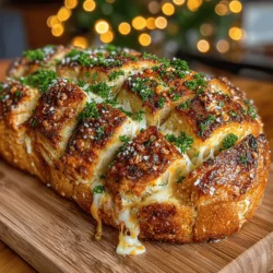 Cheesy garlic pull apart bread is a culinary masterpiece that perfectly balances comfort and indulgence. With its delightful combination of crispy exterior and gooey cheese interior, this dish has captured the hearts and taste buds of food lovers everywhere. It’s not just a side dish; it’s an experience. Whether you’re hosting a lively gathering, throwing a casual party, or enjoying a cozy family dinner, cheesy garlic pull apart bread makes for the perfect companion. The aroma of freshly baked bread infused with garlic and the tantalizing allure of melted cheese creates an inviting atmosphere that beckons guests to indulge.