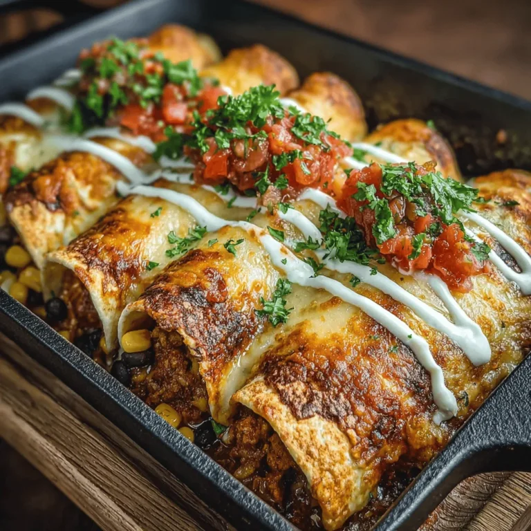 Enchiladas have long held a cherished place in the realm of comfort food, captivating palates with their rich flavors and satisfying textures. This iconic Mexican dish, typically made with corn tortillas filled with various ingredients and topped with a savory sauce, offers a warm embrace on a plate. Among the myriad of enchilada recipes, Cheesy Chicken Delight Enchiladas stand out as a beloved choice, combining tender shredded chicken, creamy cheese, and a medley of vibrant ingredients. This recipe is not just a feast for the taste buds; it embodies the essence of home-cooked comfort, making it an ideal meal for family dinners, gatherings with friends, or any occasion that calls for a hearty dish.