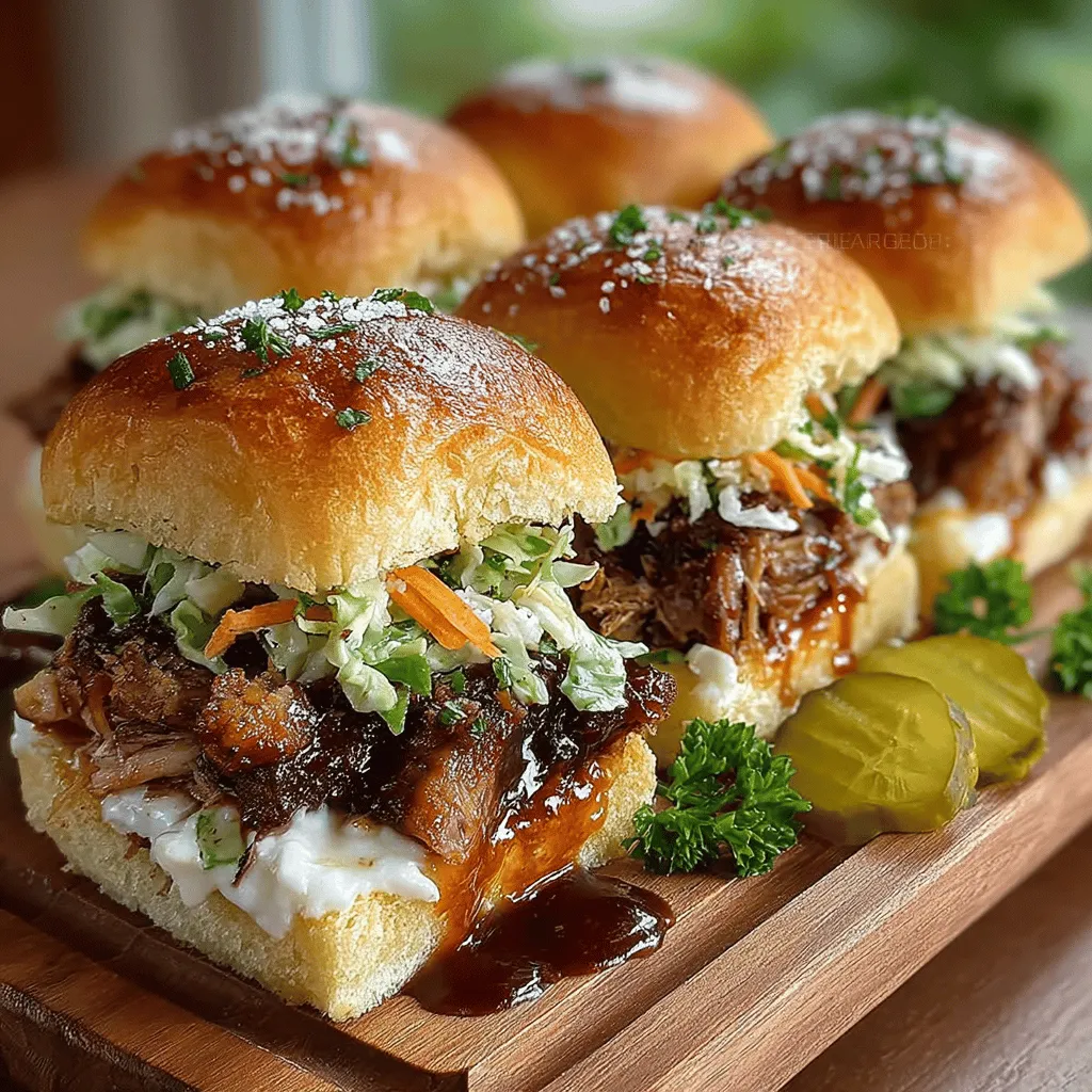 When it comes to comfort food, few dishes can compete with the irresistible allure of Savory BBQ Pulled Pork Sliders with Crunchy Slaw. This culinary delight combines the tender, flavorful experience of slow-cooked pulled pork with a refreshing, crunchy slaw, all nestled between soft, pillowy buns. The result is a symphony of flavors and textures that tantalizes the taste buds and leaves a lasting impression. Whether you're hosting a lively game day gathering, enjoying a family barbecue, or simply looking for a satisfying meal to share with loved ones, these sliders are sure to be a hit.