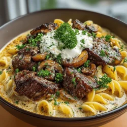 - 1 pound beef sirloin, sliced into thin strips - 1 medium onion, finely chopped - 2 cloves garlic, minced - 8 ounces mushrooms, sliced (button or cremini) - 2 cups beef broth - 1 cup sour cream - 2 tablespoons Worcestershire sauce - 1 tablespoon Dijon mustard - Salt and pepper to taste - 8 ounces egg noodles - Fresh parsley, chopped for garnish - 2 tablespoons olive oil or butter