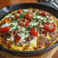 The Cheesy Vegetable and Ham Frittata Delight is a versatile and nutritious meal option that can be enjoyed for breakfast, brunch, or even dinner. This delightful dish combines protein-rich eggs, flavorful ham, and a colorful array of vegetables, all held together by melted cheese, making it a satisfying choice for any meal of the day. One of the best features of frittatas is their ease of preparation; in just a few simple steps, you can whip up a hearty meal that can be customized based on your personal preferences or the seasonal ingredients available in your kitchen.