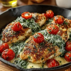 To achieve a flavor-packed Baked Creamy Tomato Basil Chicken, the first step is properly seasoning the chicken. Begin by patting the chicken breasts dry with paper towels; this ensures better adherence of the seasoning and promotes a nice sear later on. Use a combination of salt, pepper, and your favorite herbs to season the chicken evenly. A good rule of thumb is to use about 1 teaspoon of salt and ½ teaspoon of black pepper per pound of chicken. For extra flavor, consider adding garlic powder, onion powder, or smoked paprika to the mix. Rub the seasoning thoroughly over the entire surface of the chicken to ensure every bite is delicious.