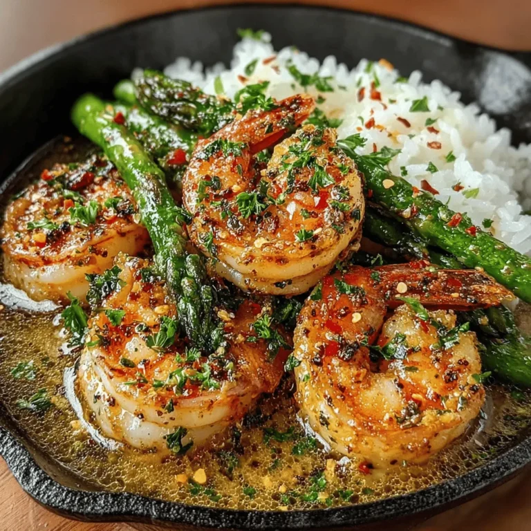 - 1 pound of fresh shrimp, peeled and deveined - 1 bunch of asparagus, trimmed and cut into 2-inch pieces - 3 cloves of garlic, minced - 1 teaspoon red pepper flakes (adjust to taste) - 2 tablespoons olive oil - Salt and pepper to taste - Lemon wedges for serving
